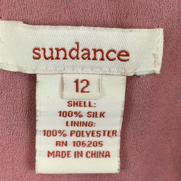 Sundance Silk Dress Floral Pink Ruffles Flutter Sleeve Fully Lined Size 12 - Picture 5 of 7